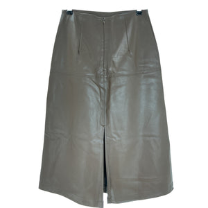 Astr The Label Faux Leather Brown Yuria Midi Skirt Size S