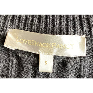 Loveshackfancy Embellished Charcoal Chapelle Sweater Size S