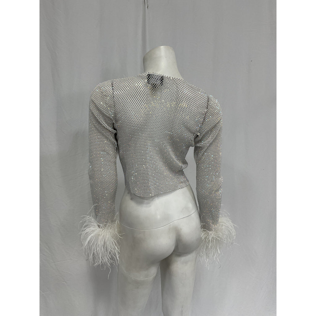 Santa Brands Feathers White Polyester Top Size XS / S