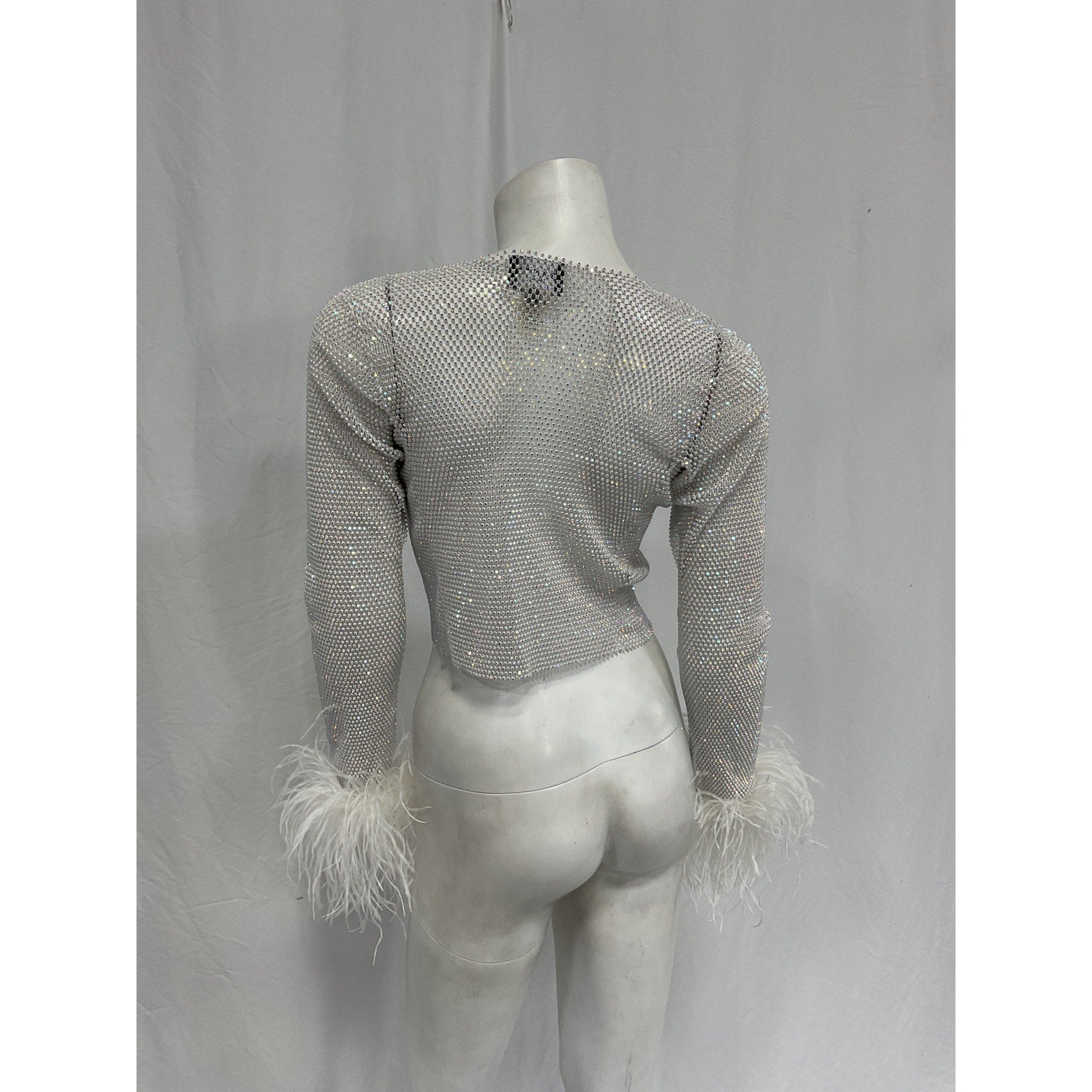 Santa Brands Feathers White Polyester Top Size XS / S