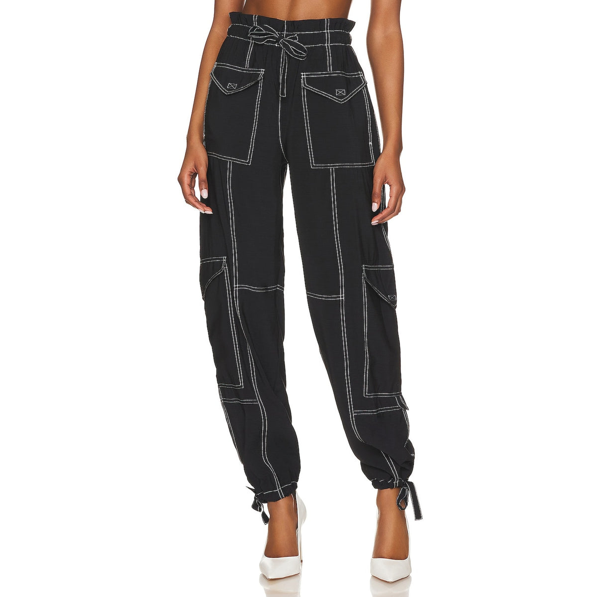 Ganni Utility Black High Waist Pocket Pants Size 40