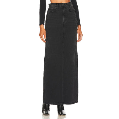 Grlfrnd High Rise Washed Black Amara Maxi Pencil Skirt Size 24