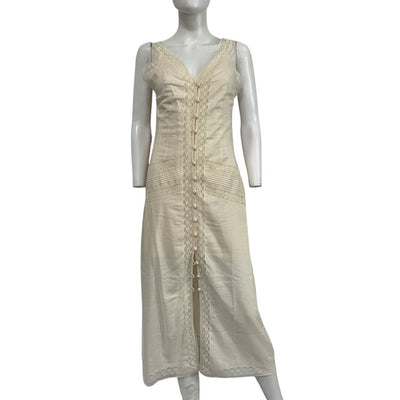 Reformation Romantic Beige Julianne Midi Dress Size 4