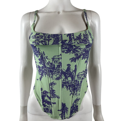 Miaou Mint Toile Green Nylon Corset Size M