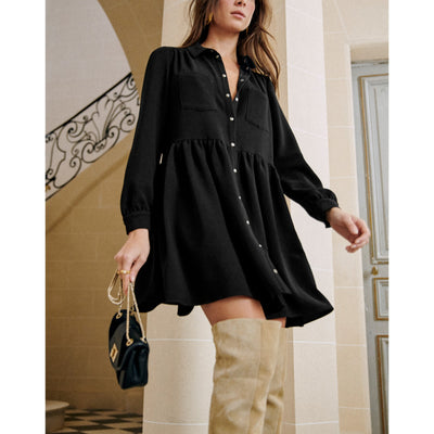 Sézane 'Leana' Black Long Sleeve Collared Dress Size 36