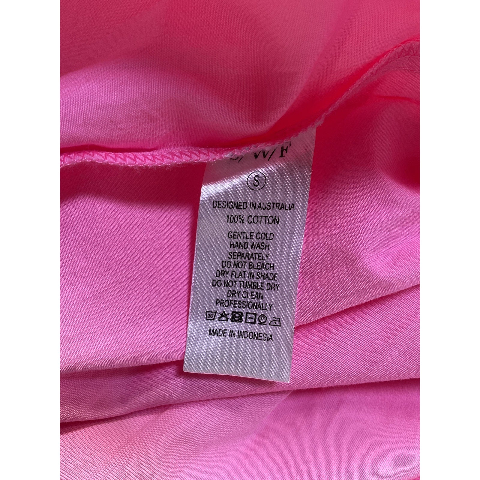 Swf Puff Sleeve Pink Cotton Dress Size S