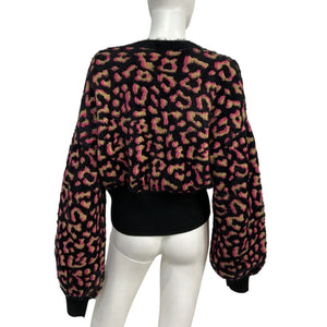 Diane Von Furstenberg Fuzzy Black Dolly Cardigan Size M
