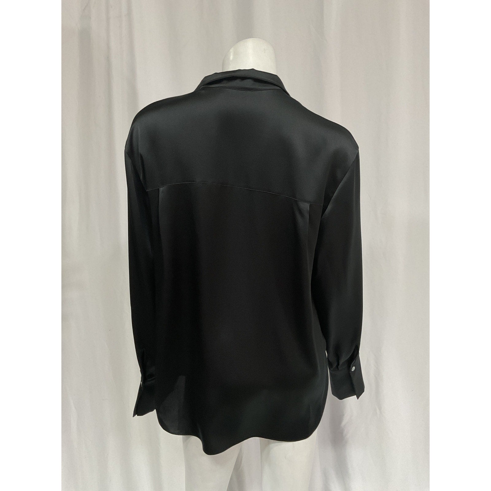 Vince Long Sleeve Black Silk Blouse Size M