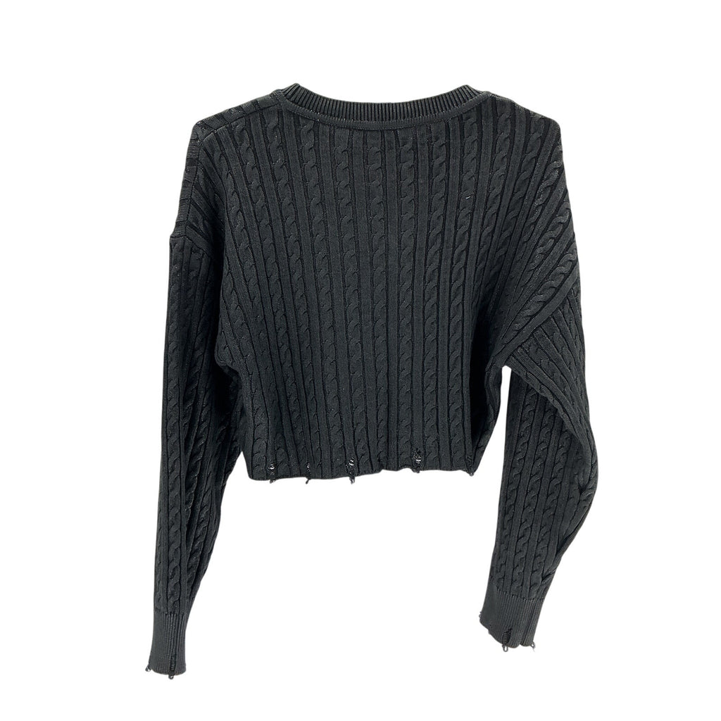 Sandro Cropped Black Knit Sweater Size 1