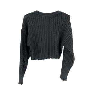 Sandro Cropped Black Knit Sweater Size 1
