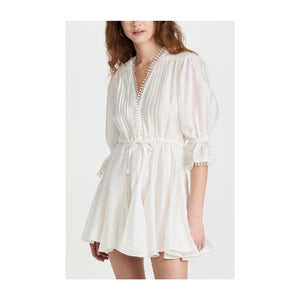 Sabina Musayev 'Harbor' White V Neck Elbow Sleeve Dress Size L