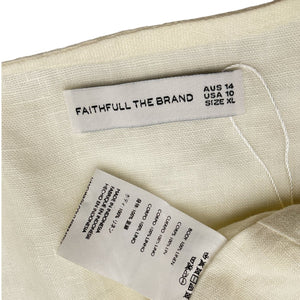 Faithfull The Brand Linen White Dalaila Tie Top Size 10