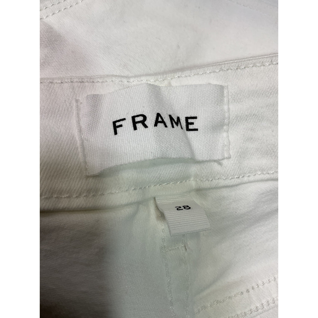 Frame 'Le Crop' White Stretch Mini Boot-Cut Denim Jeans Size 28