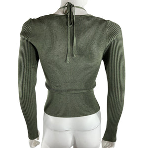 Simkhai Ribbed Green Alexia Halter Top Size M