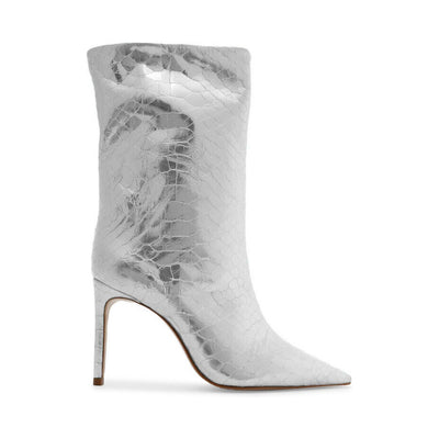 Schutz Metallic Prata Mary Short Boots Size 7