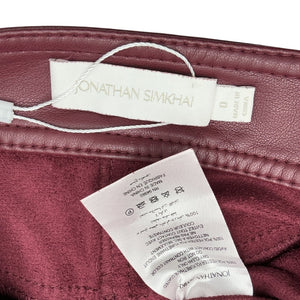 Simkhai Vegan Leather Burgundy Chace Shorts Size 0
