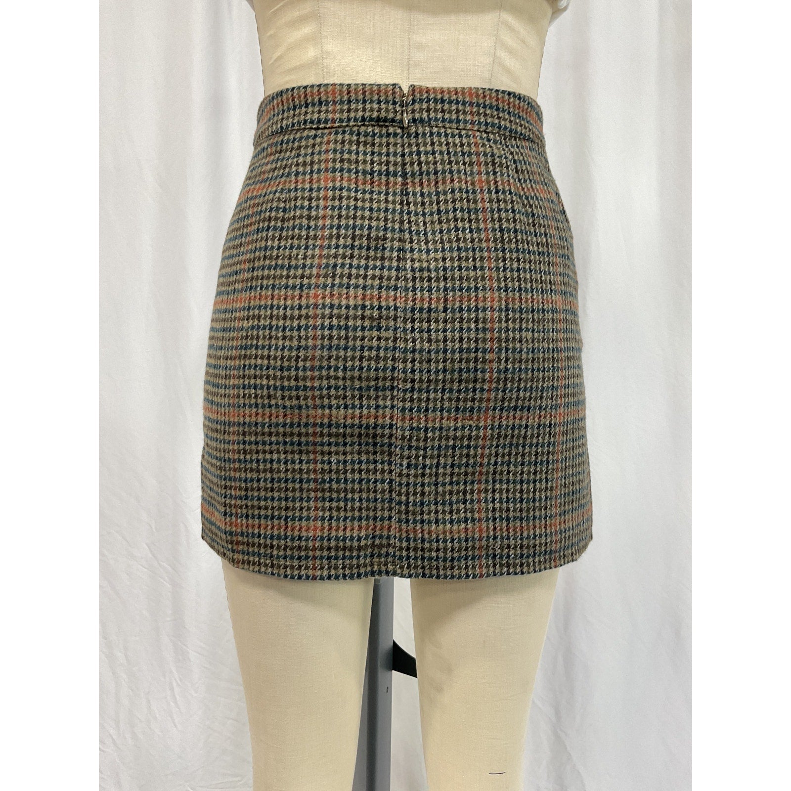 L'Agence 'Zander' Blue Polyester Plaid Mini Skirt Size 2