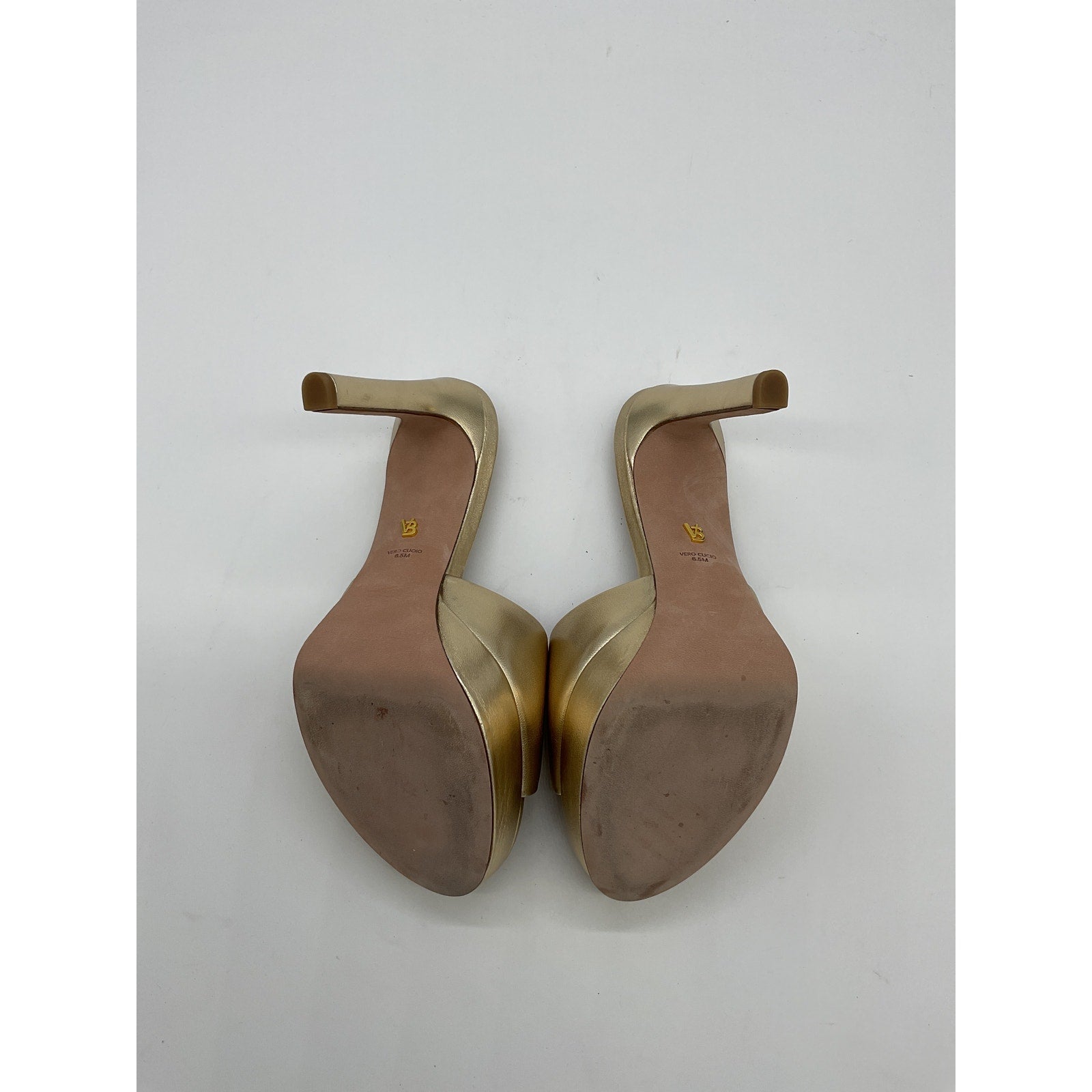 Veronica Beard 'Dali' Gold Leather Platfom Mule Size 6.5