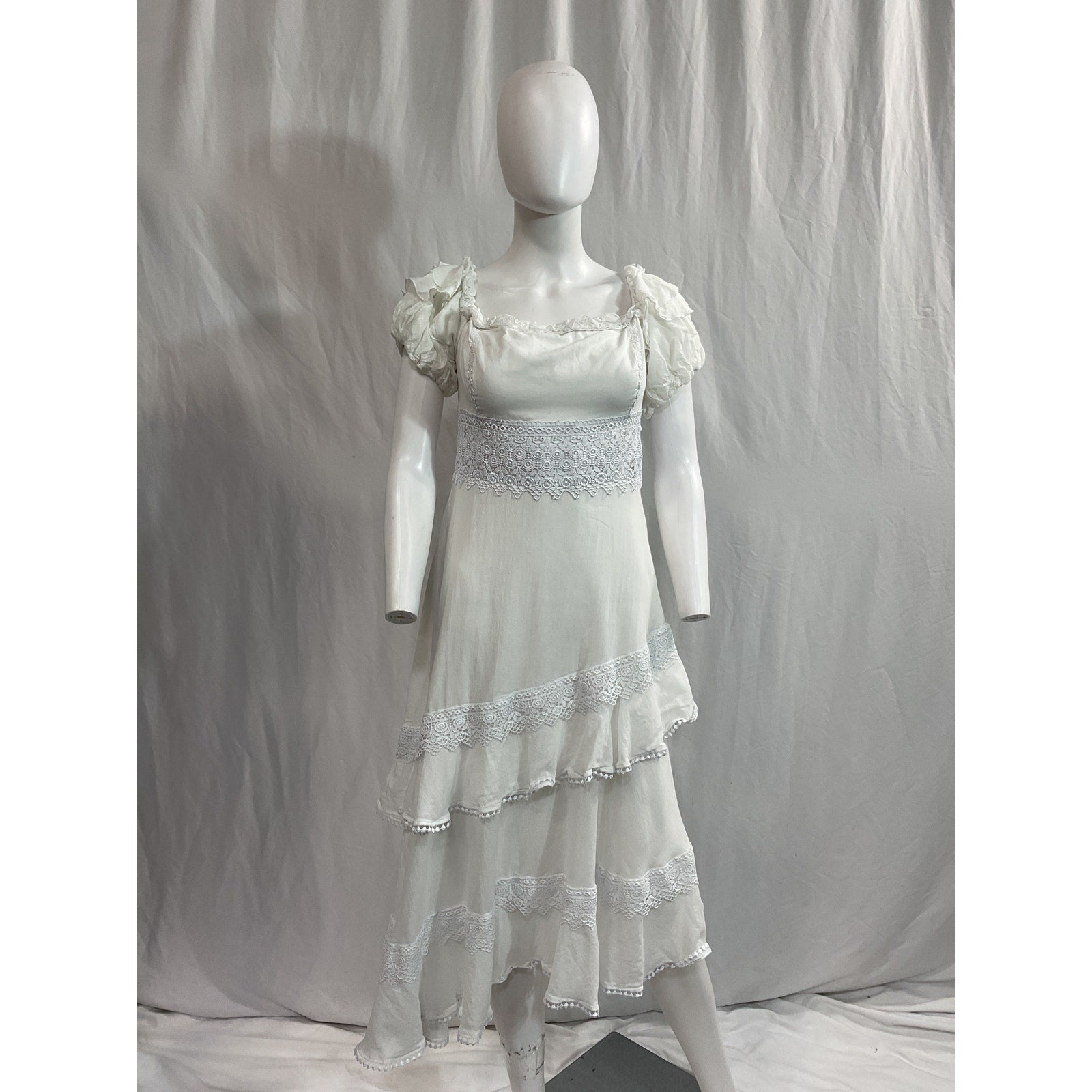 Charo Ruiz White Short Sleeve Midi Dress Size L