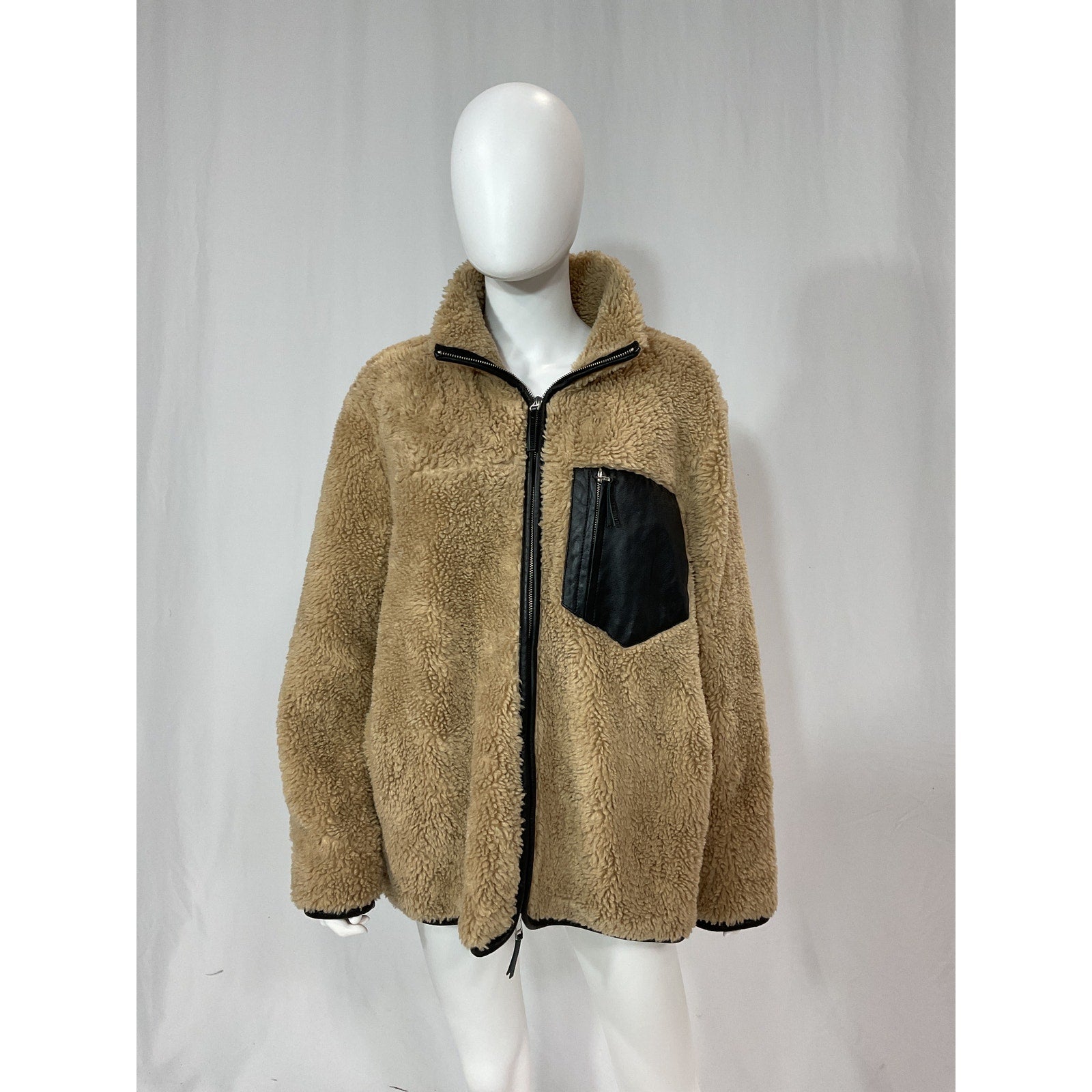 Anine Bing 'Ryder' Tan Faux Fur Jacket Size M