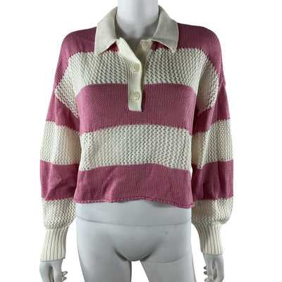 Lspace Striped Pink Combo Rugby Sweater Size S NWT