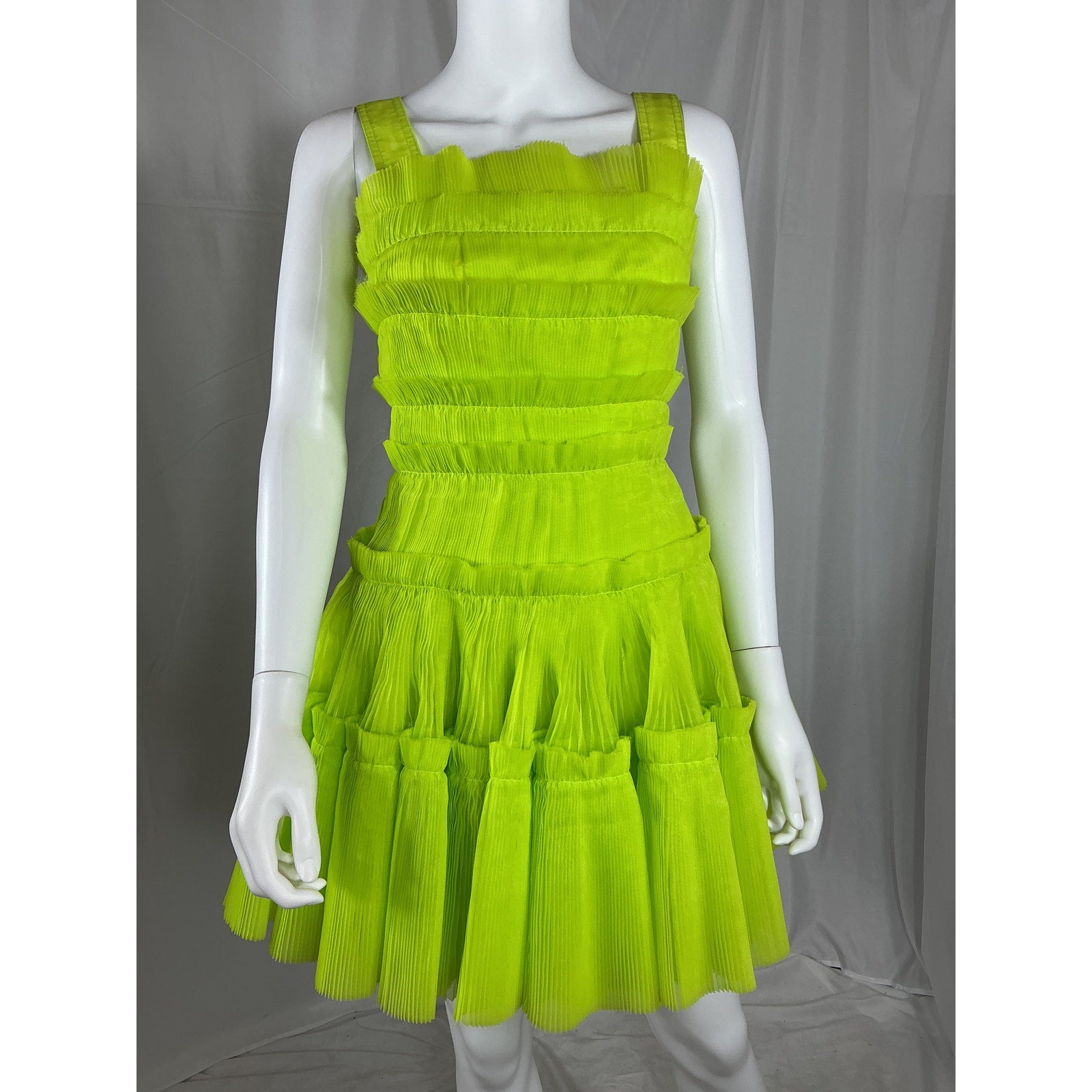 Aje 'Jacinto' Yellow Polyester Pleated Mini Dress Size 6