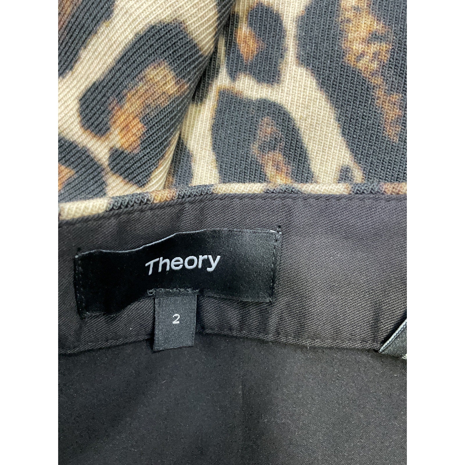 Theory Leopard Beige Wool Mini Trouser Skirt Size 2 - NWT