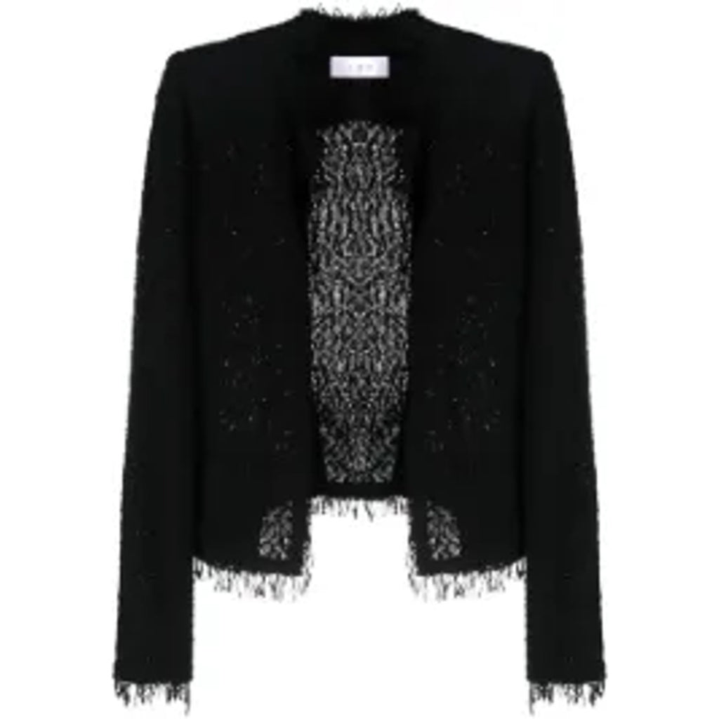 Iro 'Shavani' Black Fringed Cotton Jacket Size 40