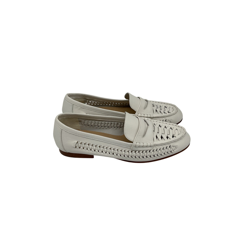 Veronica Beard 'Penny' White Leather Woven Leather Loafer Size 11