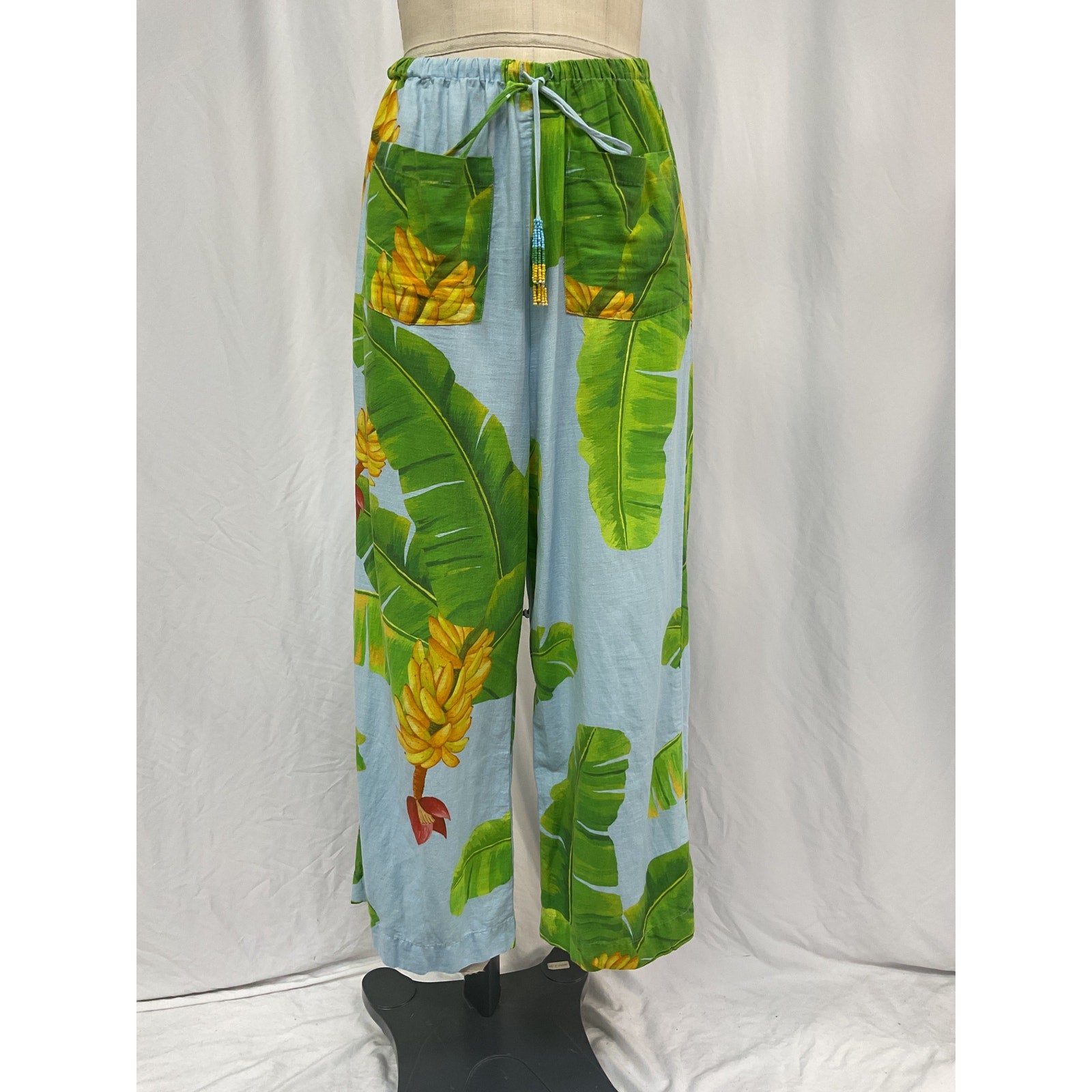 Farm Rio Fresh Green Linen Bananas Pants Size S