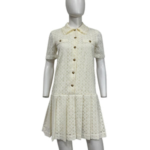 Sandro Lace Cream Drop Waist Dress Size 34 FR