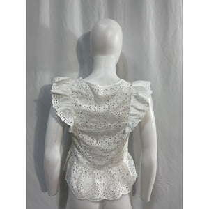 Veronica Beard 'Araya' White Cotton Top Size 0