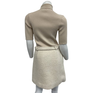Theory Textured Ivory Knit Combo Dress Size S