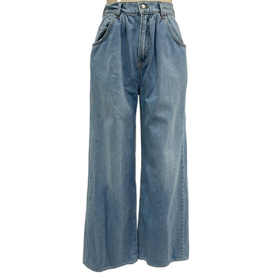 Grlfrnd High Rise Pleated Wide Leg Blue Chloé Denim Jeans Size 26
