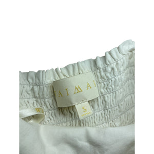 Waimari Ruffled White Romano Midi Dress Size S