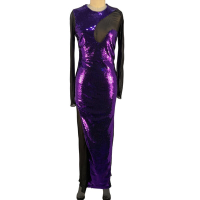 Tom Ford Dramatic Purple Cutout Sequin Gown Size US XS