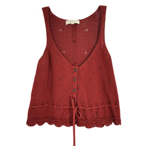 Sézane Scalloped Red Giselle Tank Size XXS