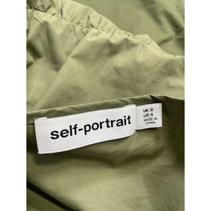 Self-Portrait 'Broderie' Green Organic Cotton Mini Dress Size 4