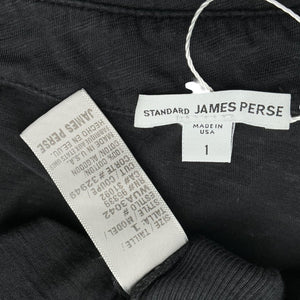 James Perse Sleek Black Contrast Panel Button-Down Shirt Size 1