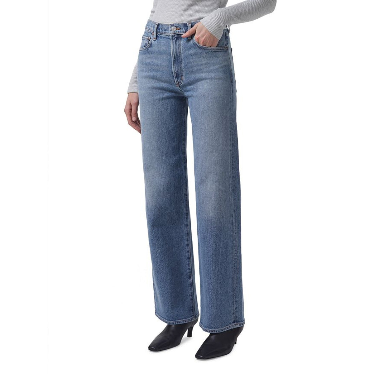 Agolde 'Harper' Blue Cotton High Rise Wide-Leg Denim Jean Size 26