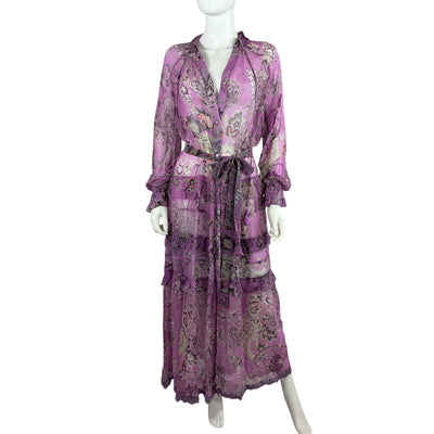 Hemant And Nandita Sheer Orchid Mavi Kaftan Dress Size S NWT