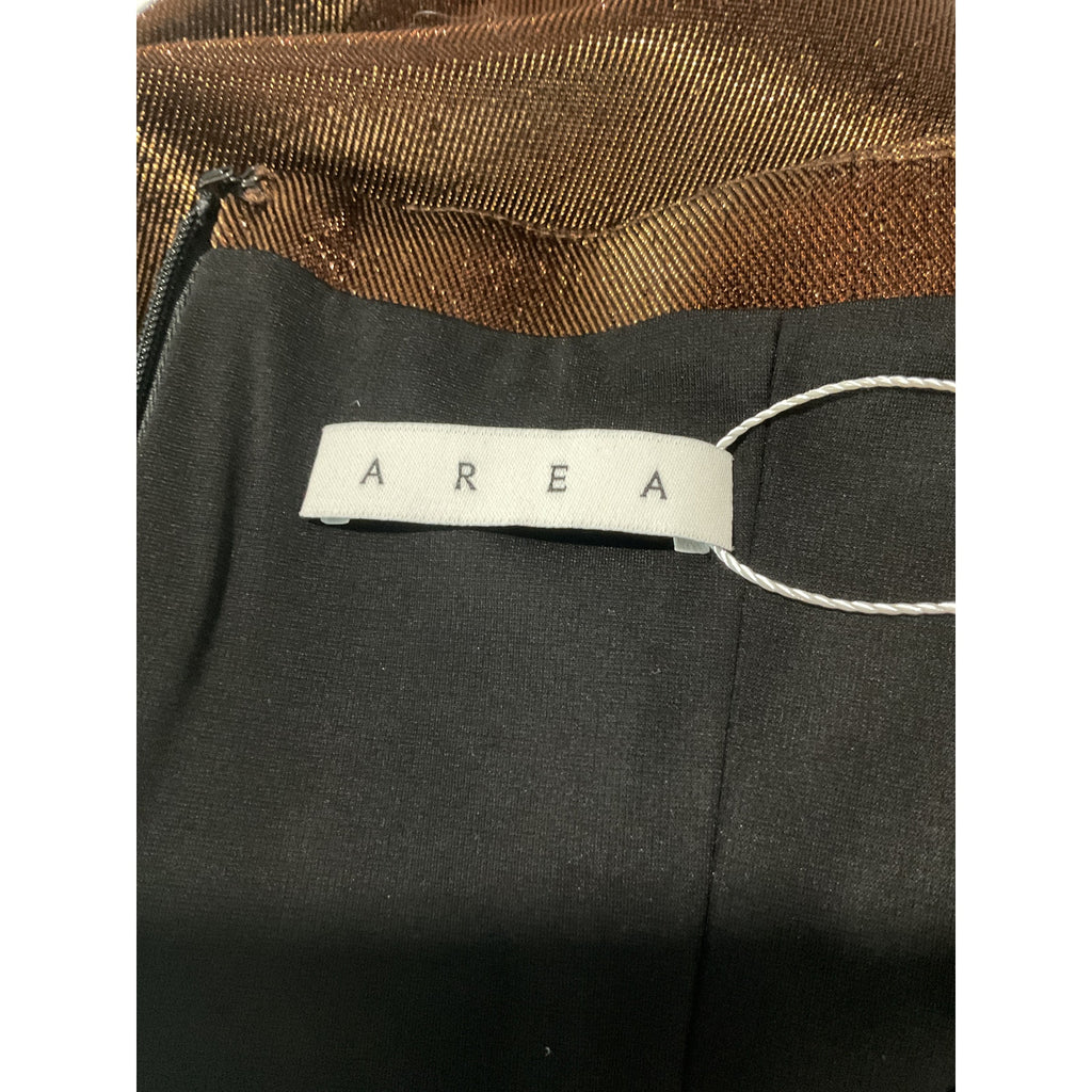 Area Crystal Heart Brown Cotton Halter Mini Dress Size XS - NWT