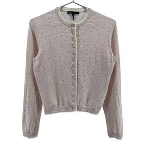 Maje Embellished Pink Rhinestone Button Front Cardigan Size M
