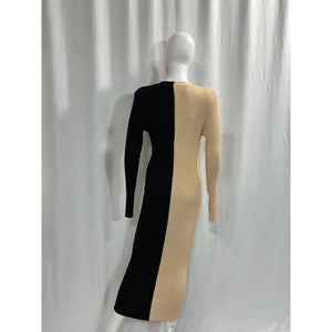 Staud 'Shoko' Black V Neck Long Sleeve Sweater Midi Dress Size M