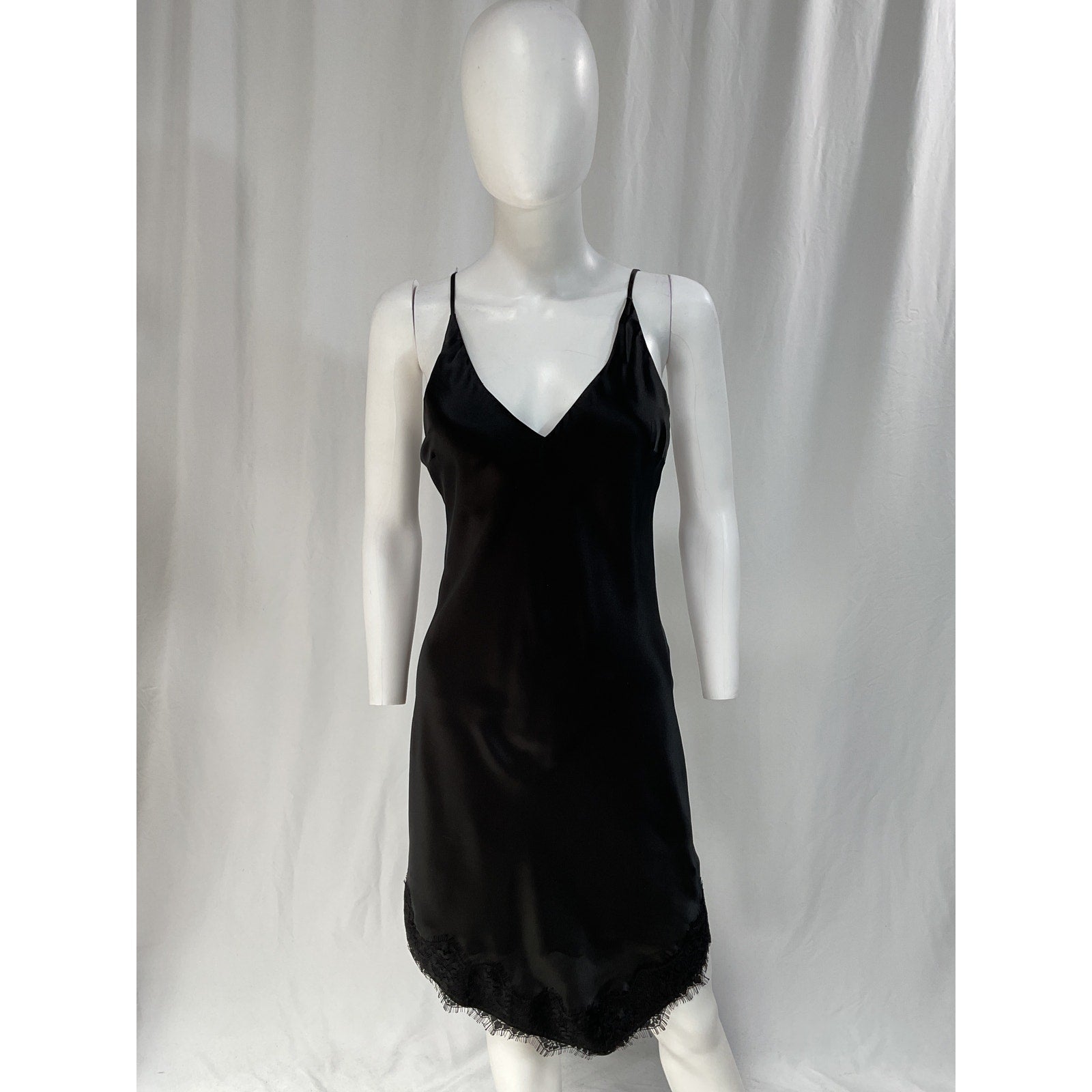 L'Agence 'Moana' Black Asymmetrical Silk V Neck Mini Dress Size 4