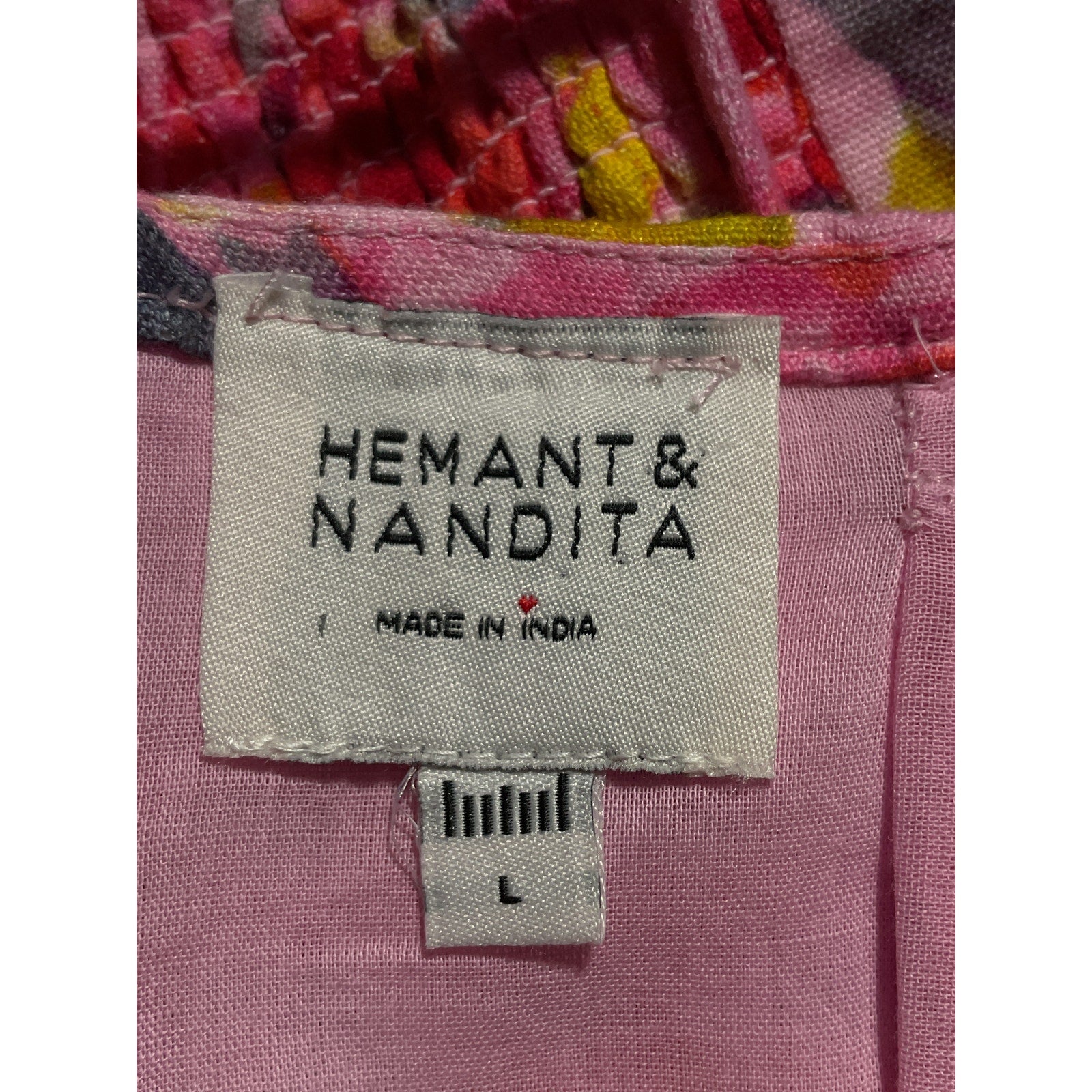 Hemant And Nandita 'Bandeau' Pink Linen Top Size L