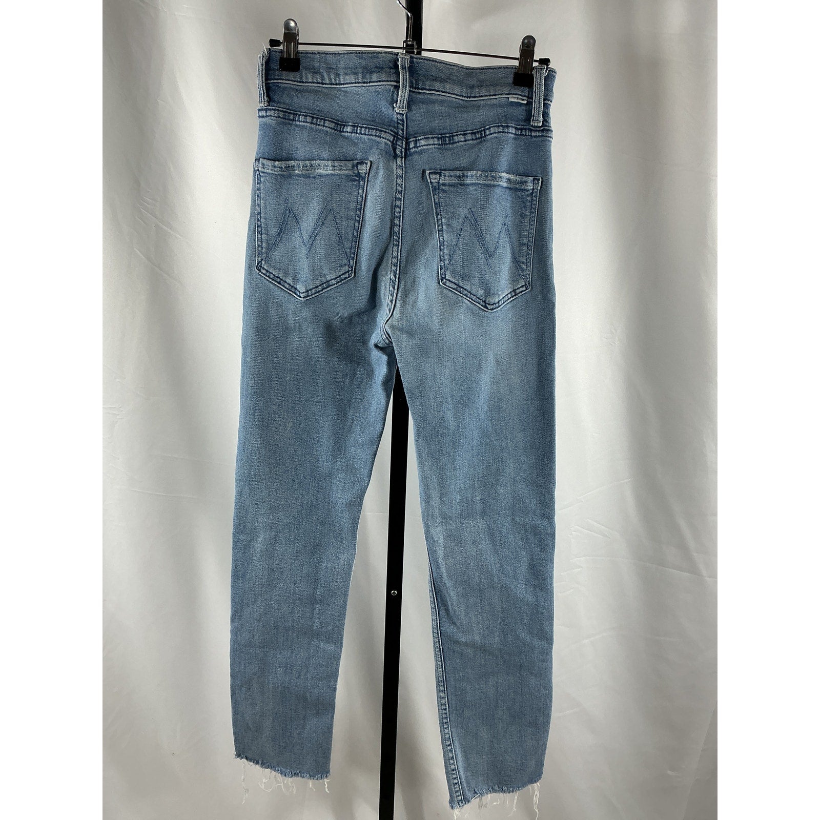 Mother Rider Blue Cotton High-Waisted Ankle-Crop Jeans Size 28