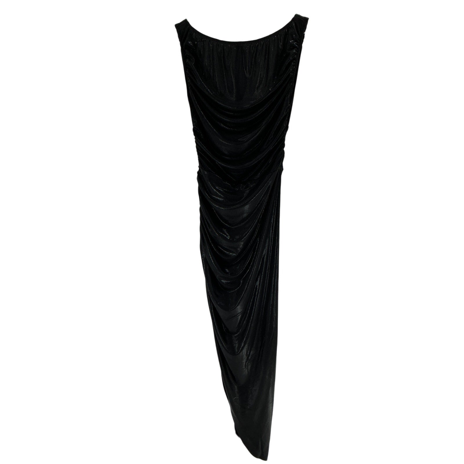 Norma Kamali 'Tara' Black Polyester Side Drape Gown Size XS