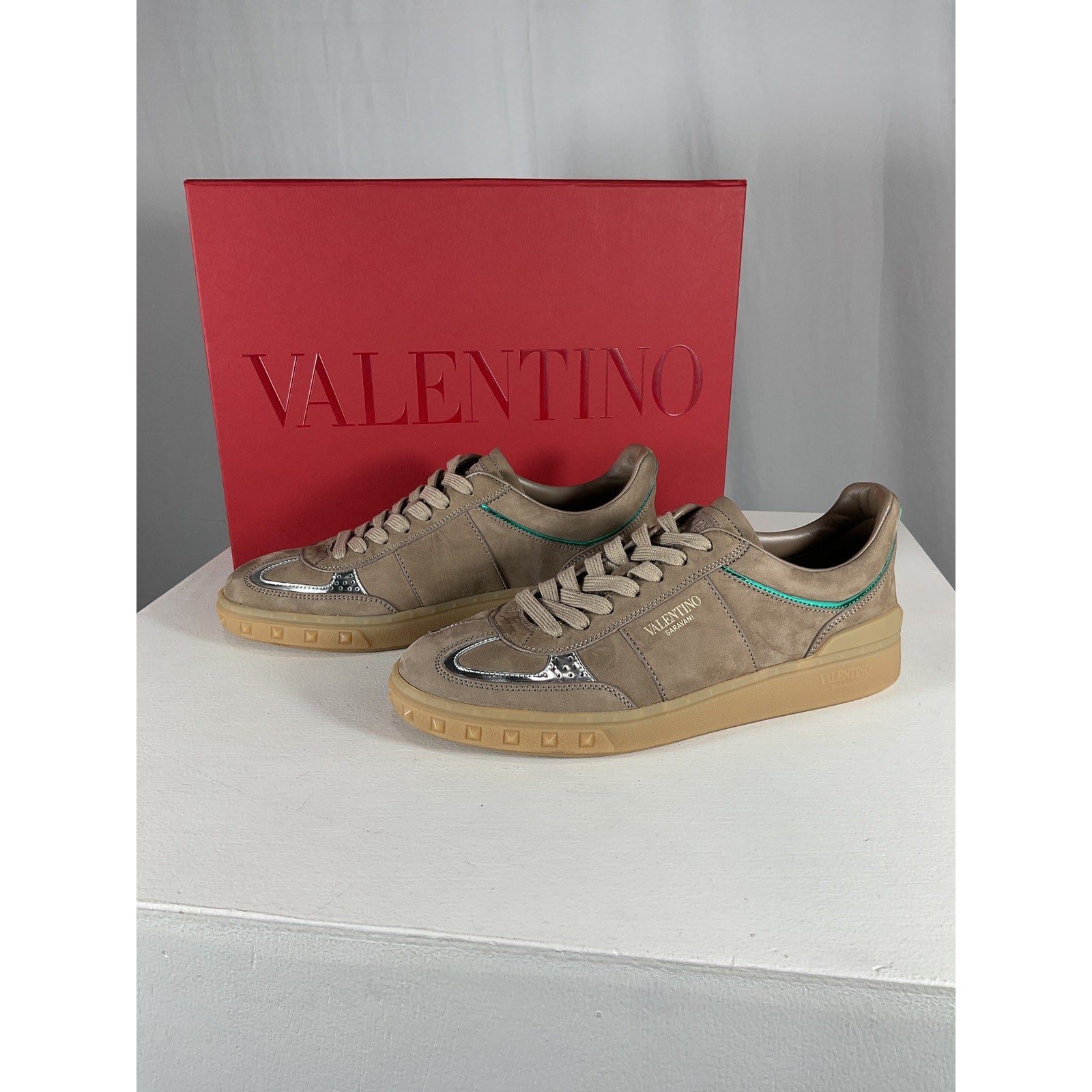 Valentino 'Upvillage' Tan Suede Leather Sneakers Size 7