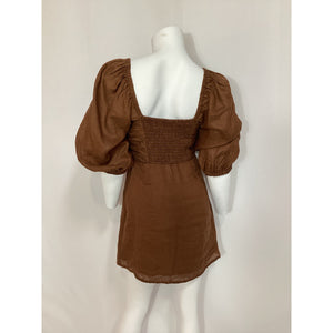 Faithfull The Brand 'Venezia' Brown Linen Mini Dress Size XS